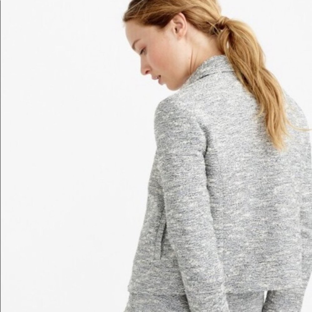 NWOT. J. Crew Zip jacket in black-and-white twee - Picture 4 of 8